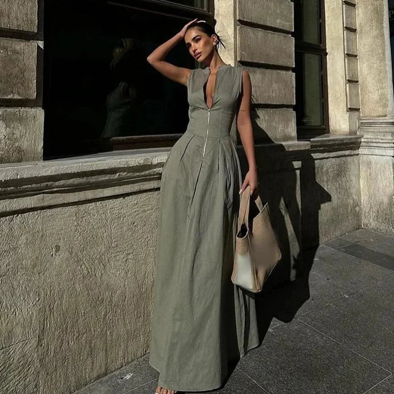 Ed Sara Pleated Long Dress