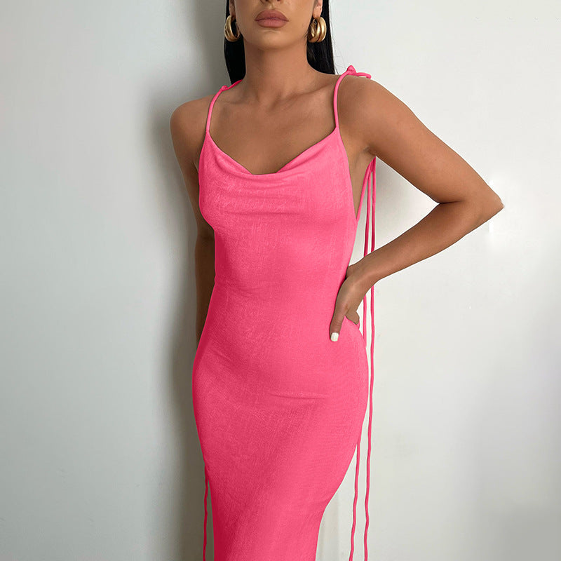 Sean Backless Fishtail Long Dress