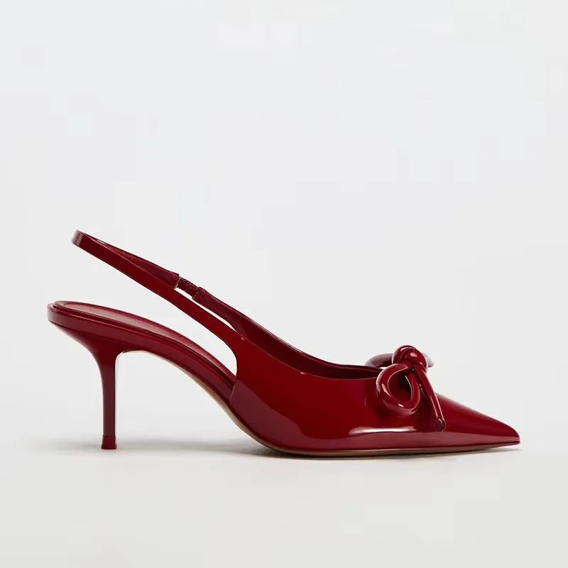 Ozzy Red Bow Slingback Heels