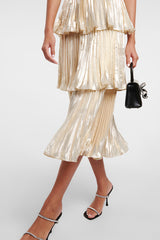 Metallic layered midi dress