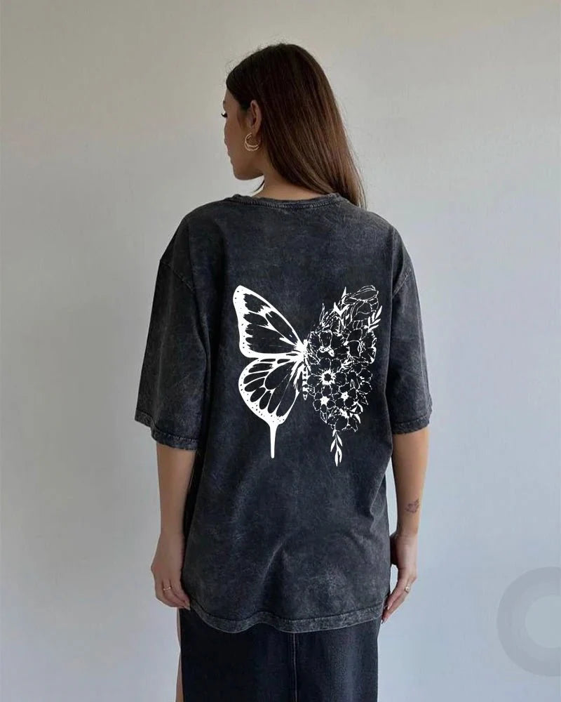 Acid Washed Print TShirt Vintage Tops