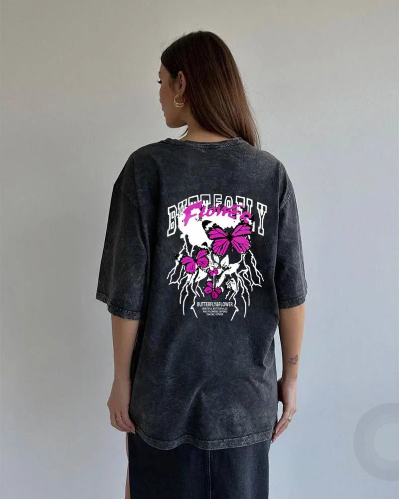 Acid Washed Print TShirt Vintage Tops