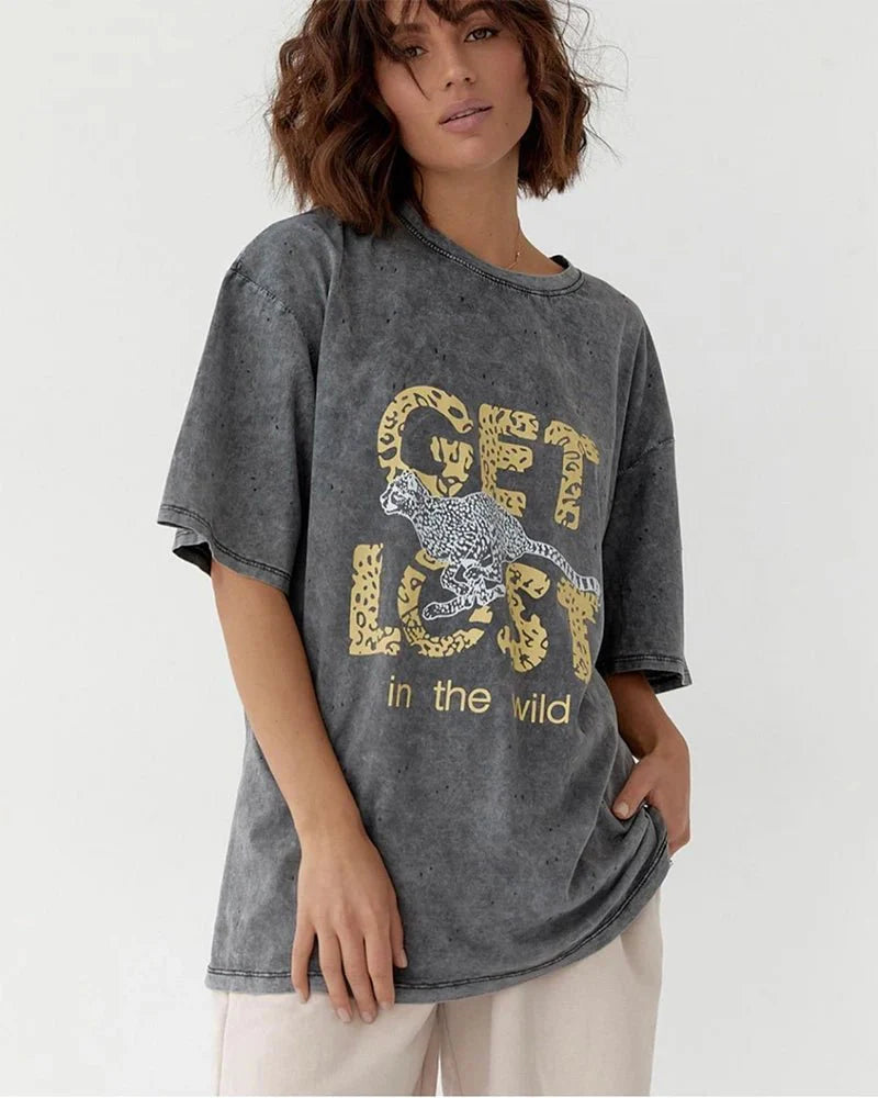 Acid Washed Print TShirt Vintage Tops