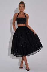 Alani Midi Skirt - Black Sparkle