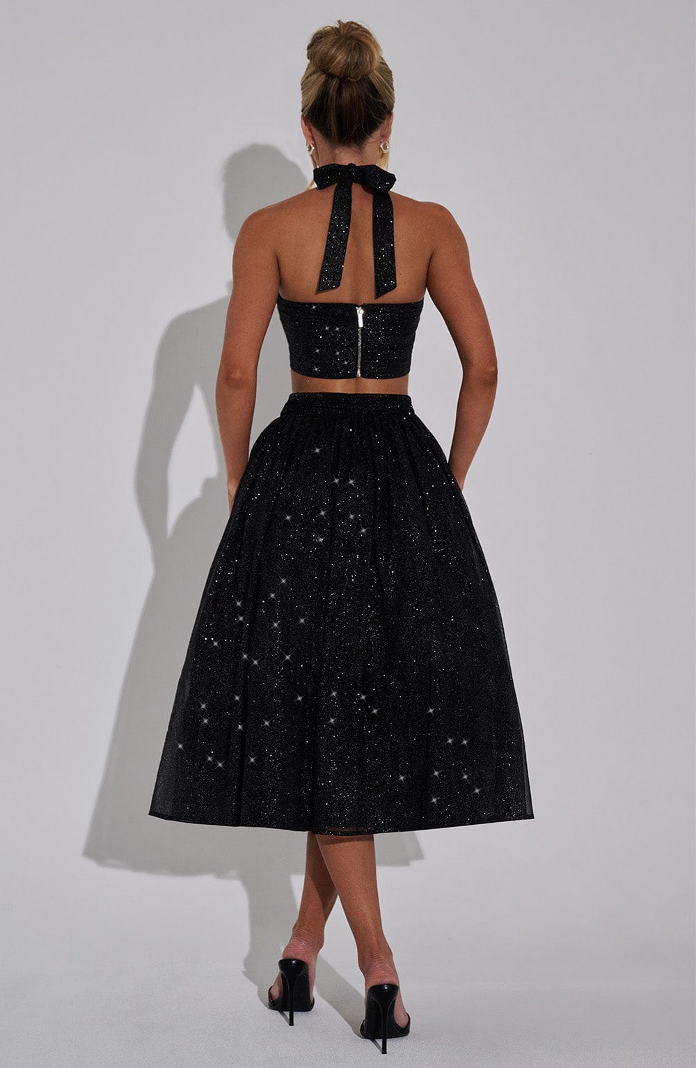 Alani Midi Skirt - Black Sparkle