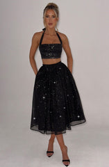 Alani Midi Skirt - Black Sparkle