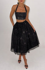 Alani Midi Skirt - Black Sparkle