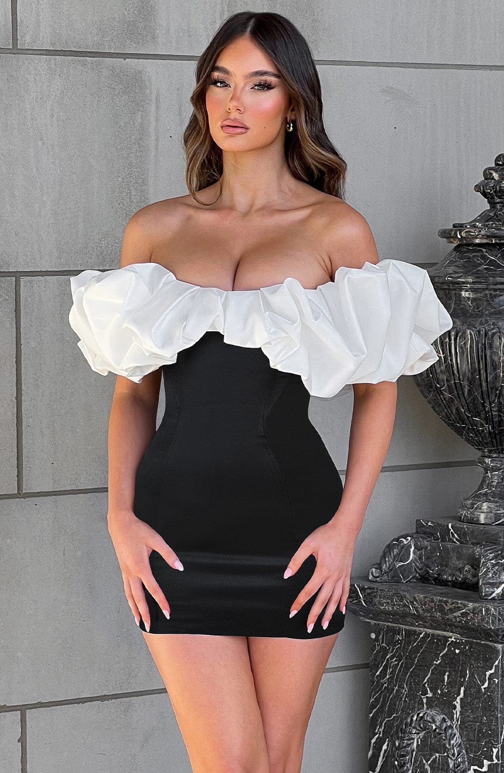 Allie Mini Dress - Black/White Selfyy Allie Mini Dress - Black/White Selfyy