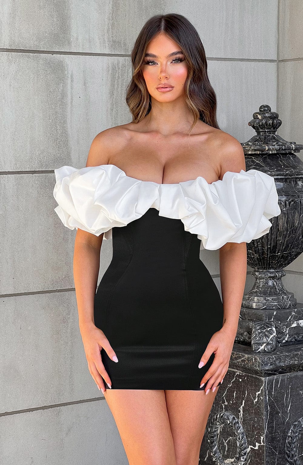 Allie Mini Dress - Black/White Selfyy Allie Mini Dress - Black/White Selfyy