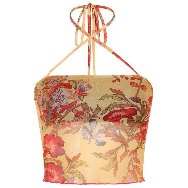 Angelic Floral Print Halter Top