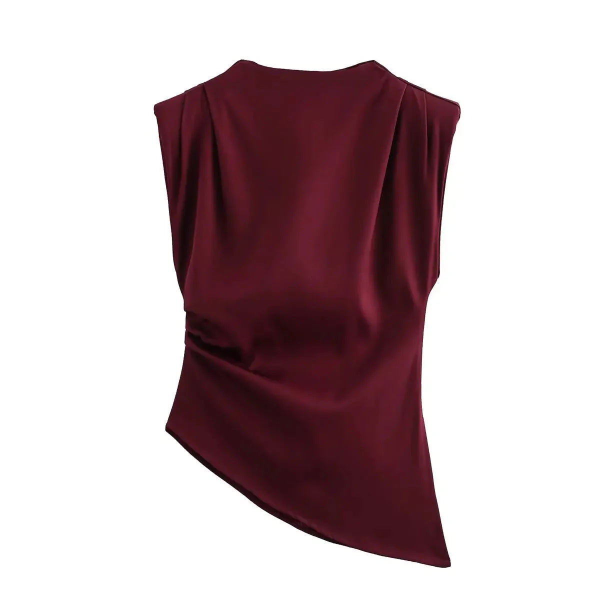 Asymmetric Sleeveless Ruched Tank Top