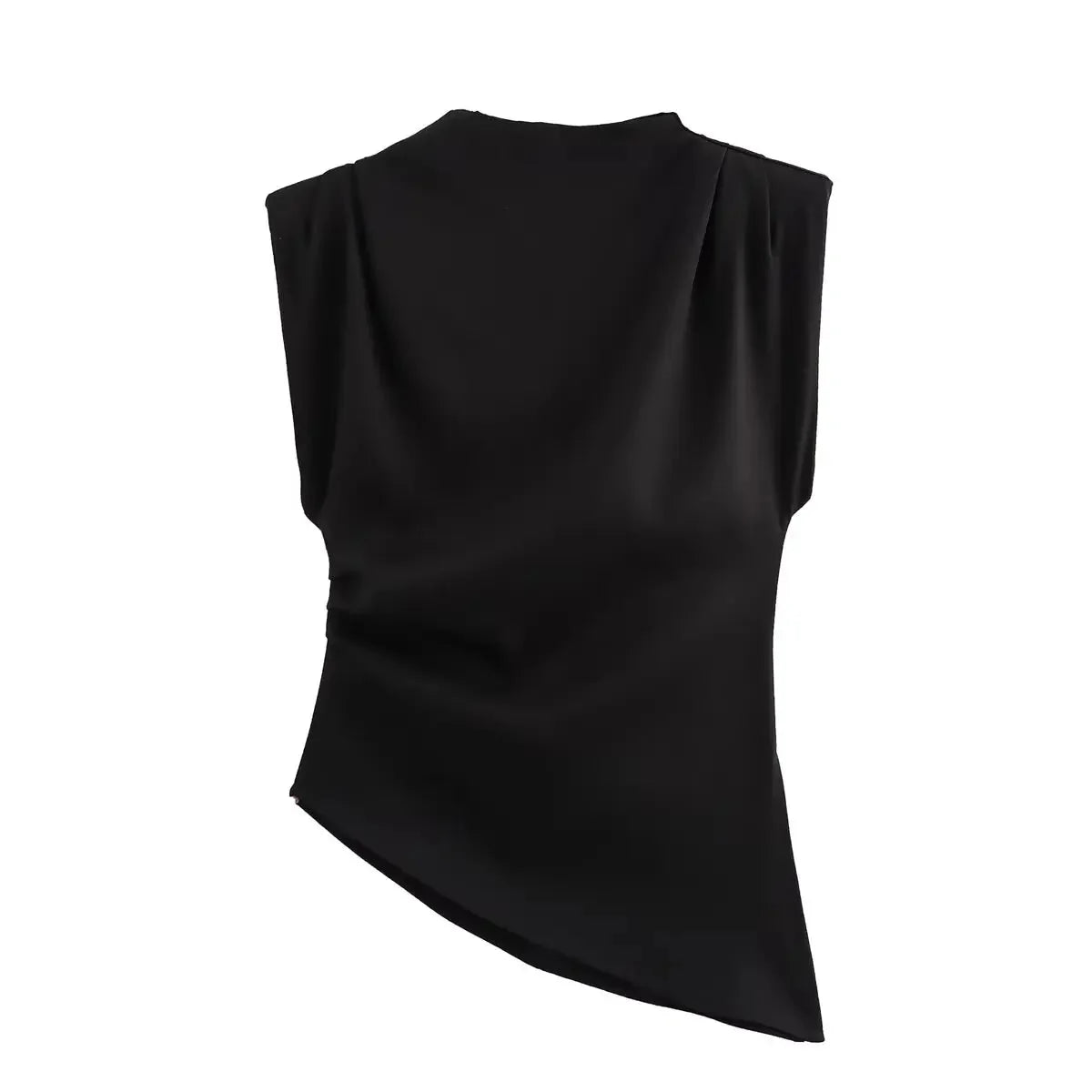 Asymmetric Sleeveless Ruched Tank Top