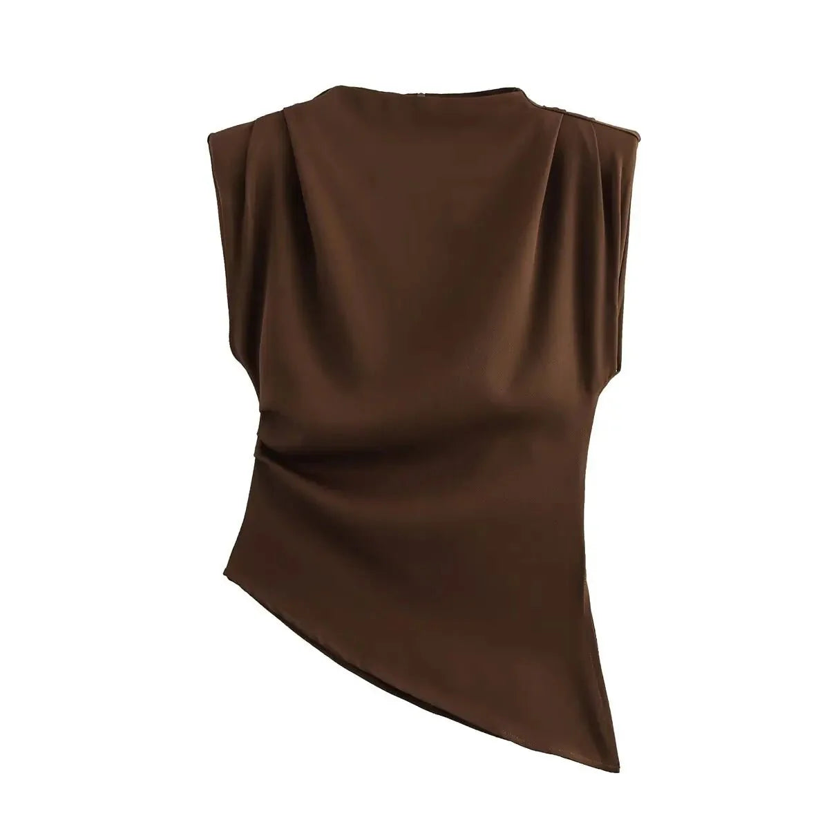 Asymmetric Sleeveless Ruched Tank Top