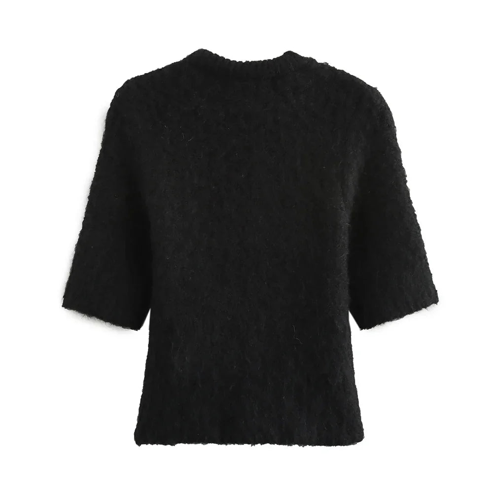Avant-Garde Knitted Top with Bow Decoration
