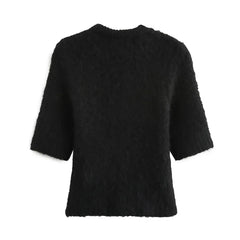 Avant-Garde Knitted Top with Bow Decoration