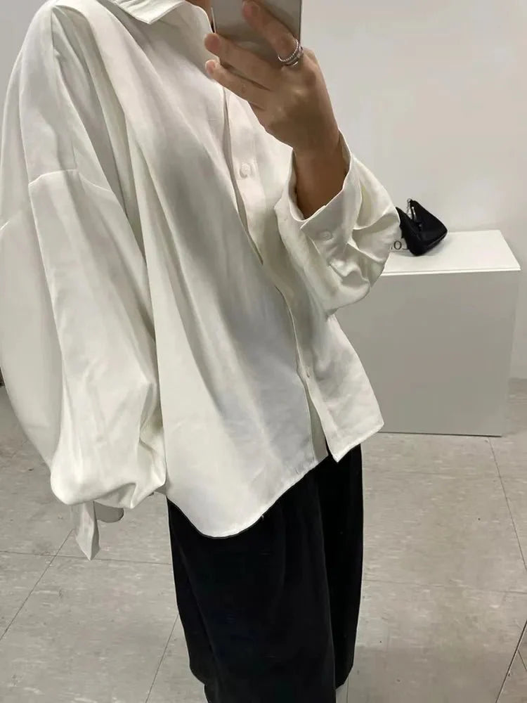 Back Pleated Irregular Loose Casual Blouses