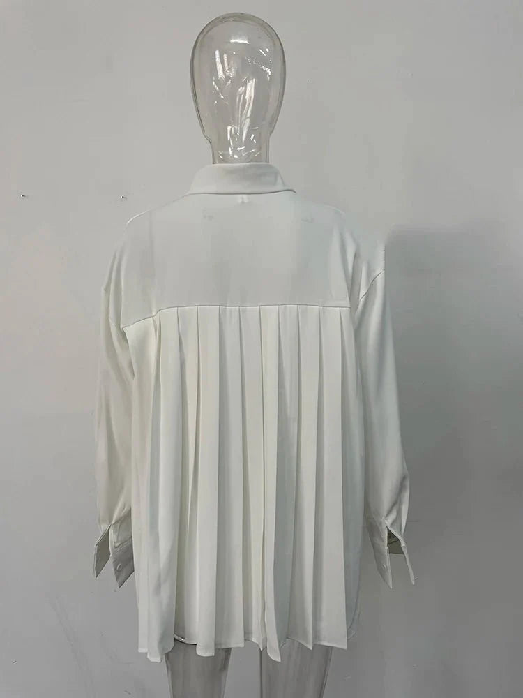 Back Pleated Irregular Loose Casual Blouses
