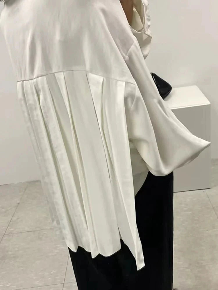 Back Pleated Irregular Loose Casual Blouses