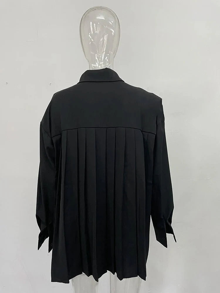 Back Pleated Irregular Loose Casual Blouses