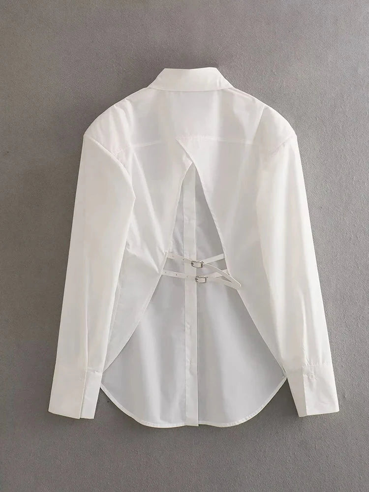 Backless Casual White Shirts