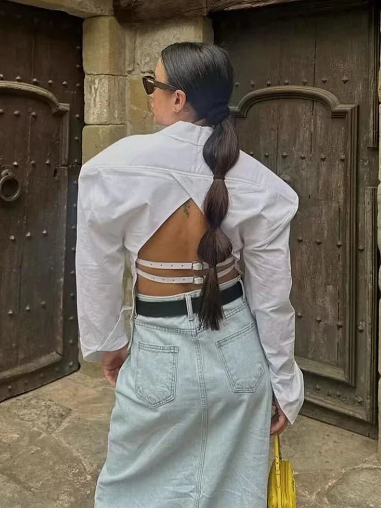 Backless Casual White Shirts