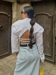 Backless Casual White Shirts
