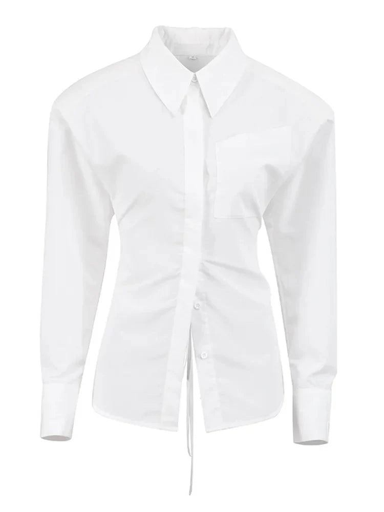 Backless Lace-Up Long Sleeve Shirts