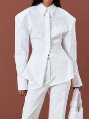 Backless Lace-Up Long Sleeve Shirts