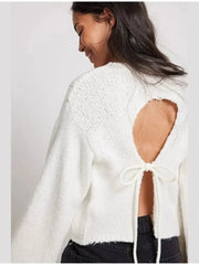 Backless Lace-up Loose Knitwear Pullovers Sweaters