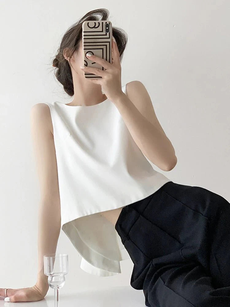 Backless Round Neck Sleeveless Bowknot Minimalist Tank Tops