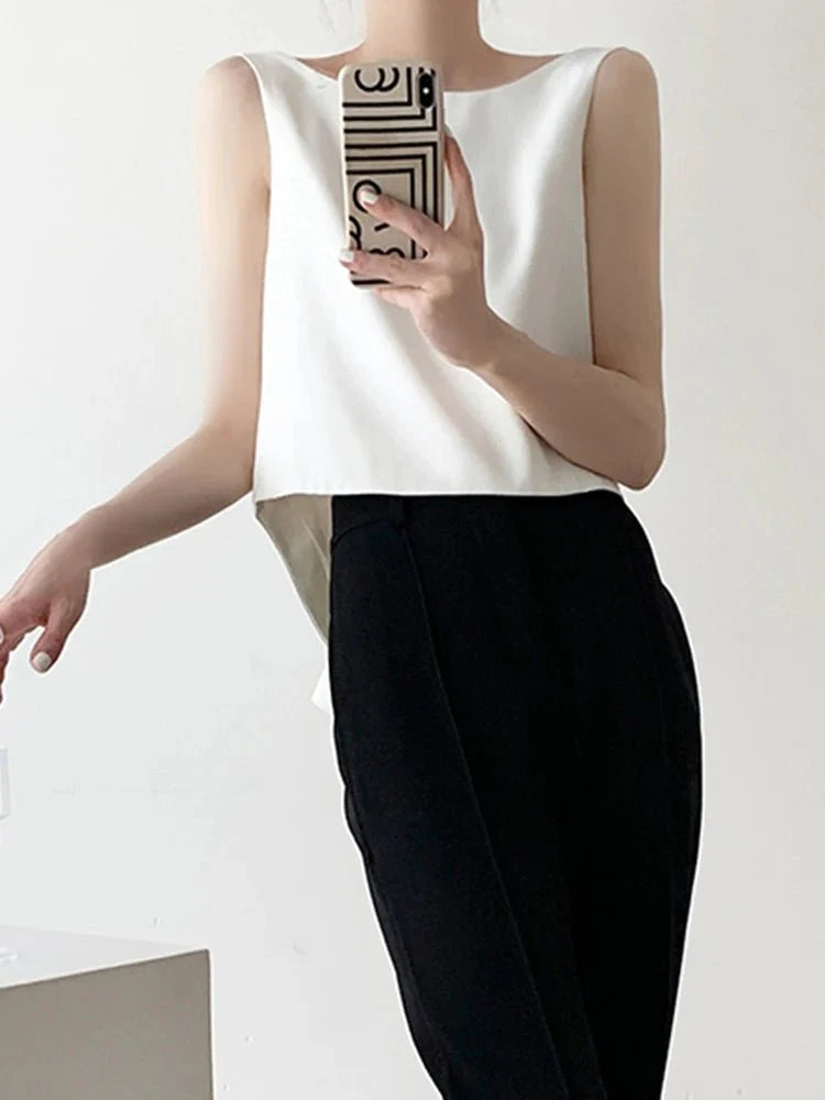 Backless Round Neck Sleeveless Bowknot Minimalist Tank Tops