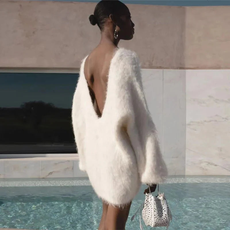 Backless Sexy Knitted Sweater