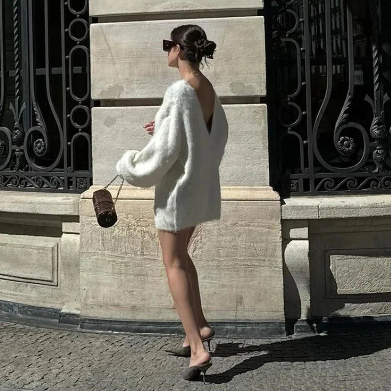Backless Sexy Knitted Sweater