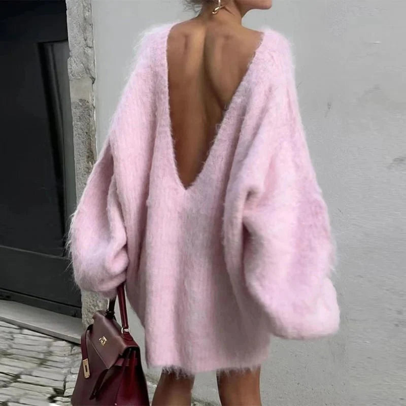 Backless Sexy Knitted Sweater