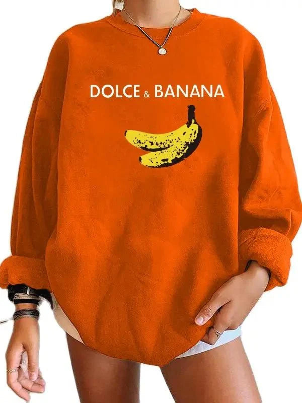 Banana Print Drop-Shoulder Sweatshirt