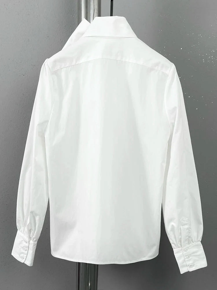 Bandage Collar White Office Work Blouse