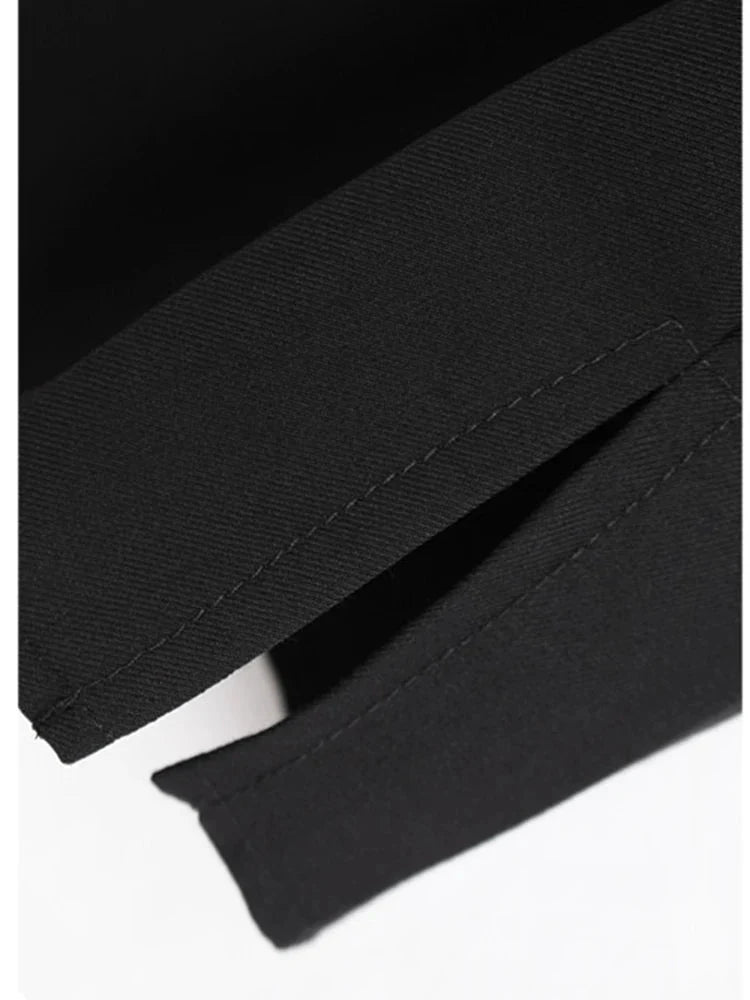 Black Irregular Pleated Loose Size Blouse Shirts