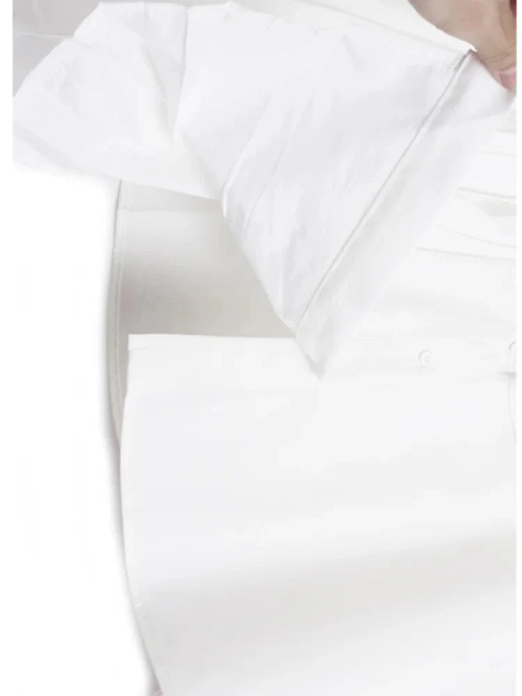 Black Irregular Pleated Loose Size Blouse Shirts