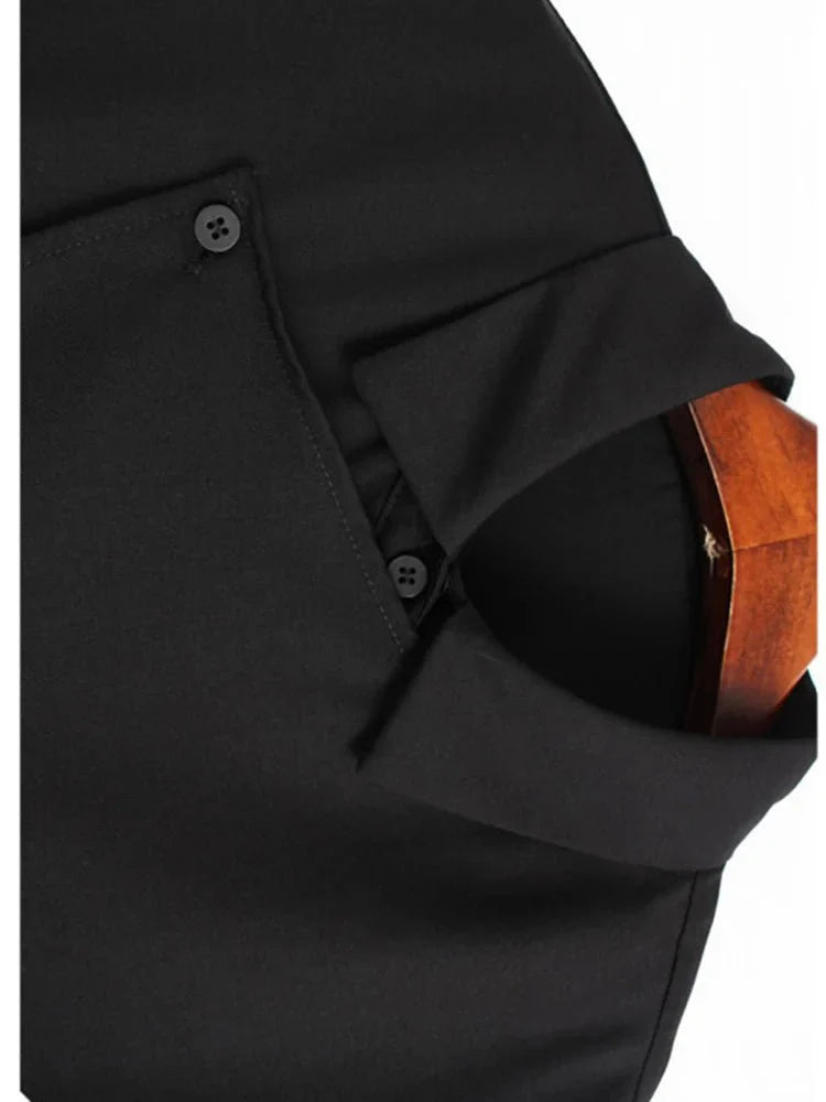 Black Irregular Pleated Loose Size Blouse Shirts