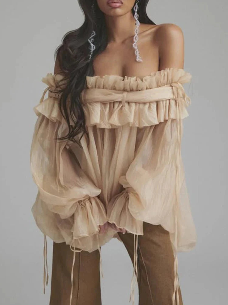 Boho Chic Lace-Up Blouse