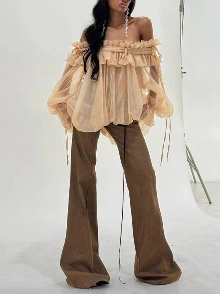 Boho Chic Lace-Up Blouse