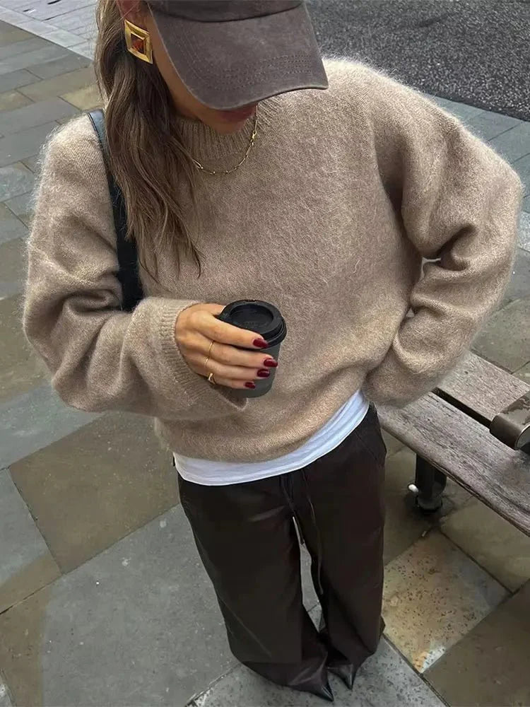 Burgundy Fluffy Knit Sweater