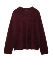 Burgundy Fluffy Knit Sweater