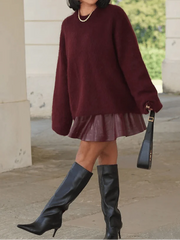 Burgundy Fluffy Knit Sweater