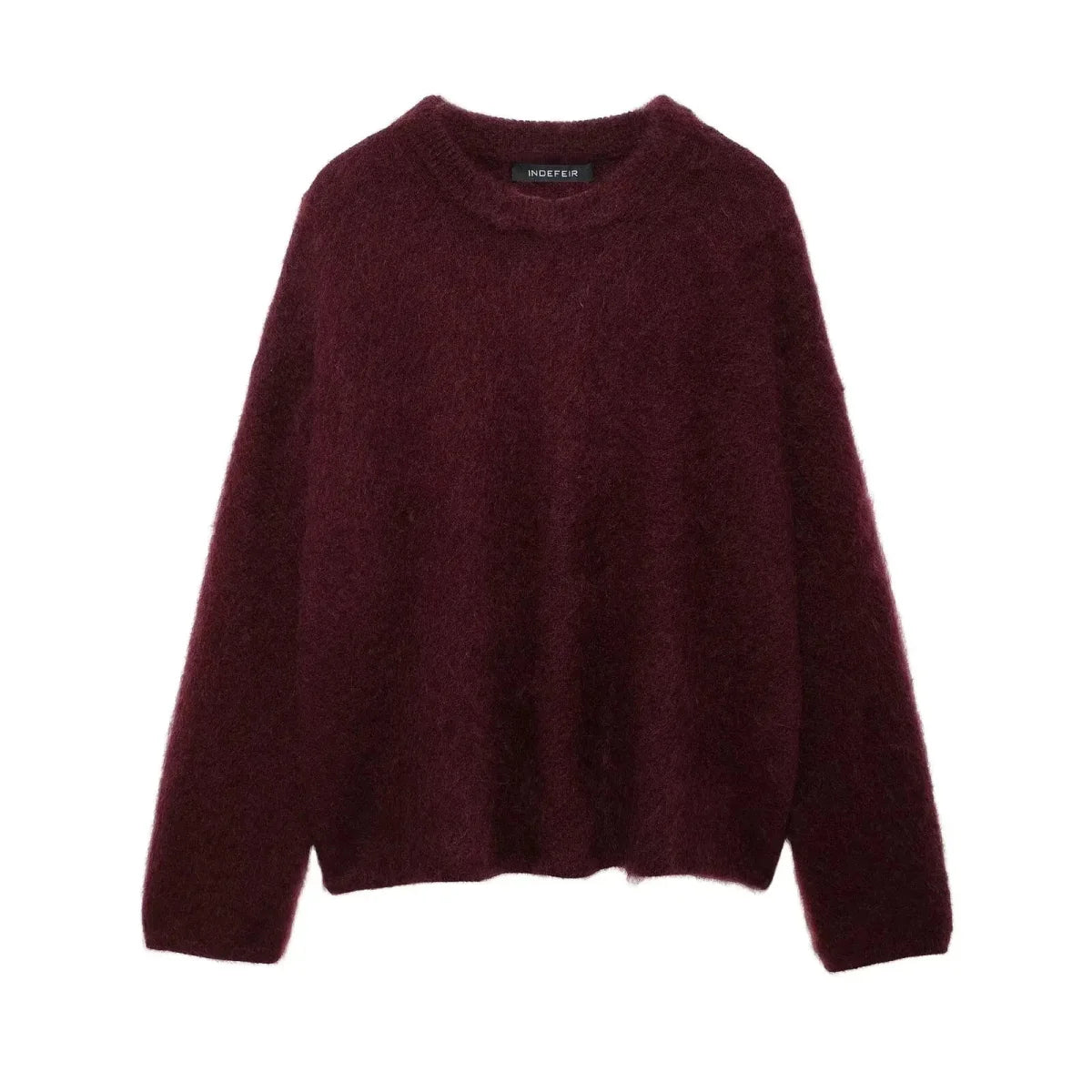 Burgundy Fluffy Knit Sweater