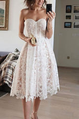 Sexy embroidered lace evening gown with tube top
