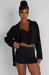 Caprice Cropped Trench Coat - Black