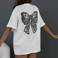 Casual Bow Decor Short-Sleeve T-Shirt