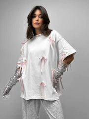 Casual Bow Short Sleeves T-Shirt