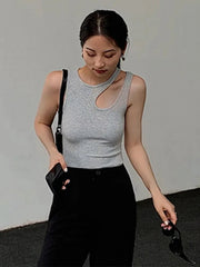 Casual cut t round neck sleeveless slim tank tops